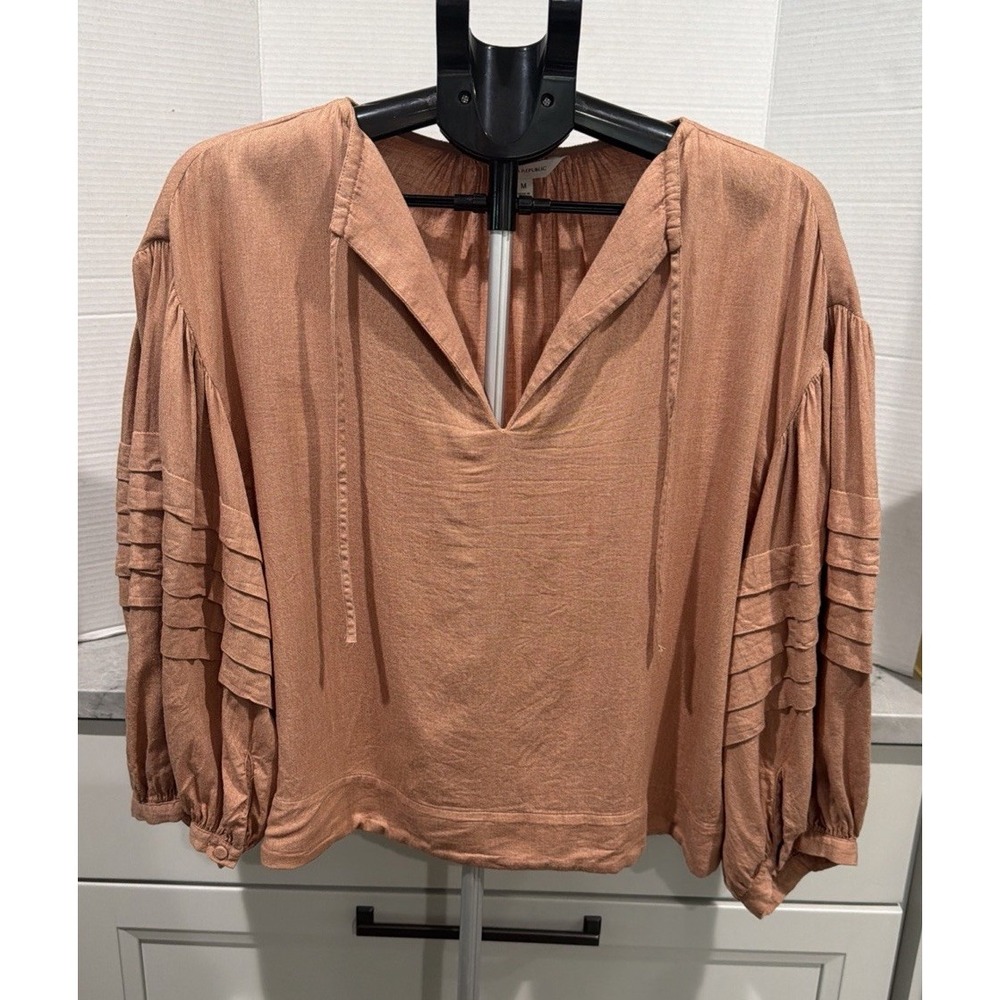 Banana Republic Women's M Flannel Peasant Shirt Blouse #742656 Boho Faded Pink